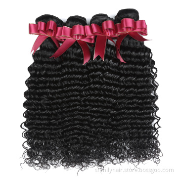 10A Grade Unprocessed Peruvian Hair Deep Wave Weft Virgin Peruvian Human Hair Bundles In China Overnight Shipping